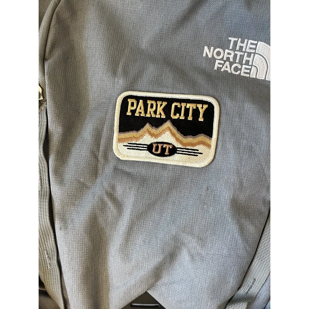 The North Face Connector Backpack Gray Laptop ⭐️School⭐️ Travel Park City Patch